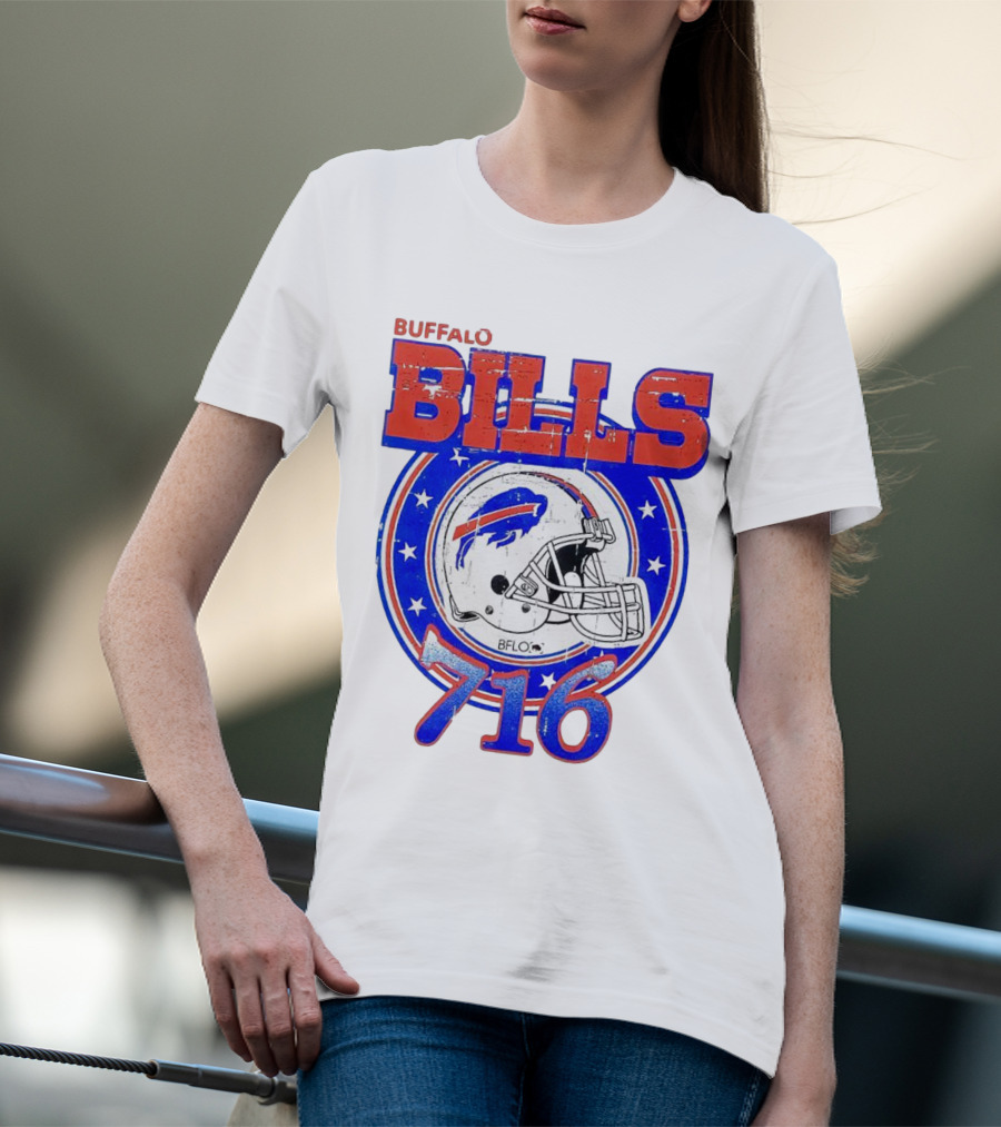 Buffalo Bills Bflo 716 Day Celebration Helmet Stars T-Shirt