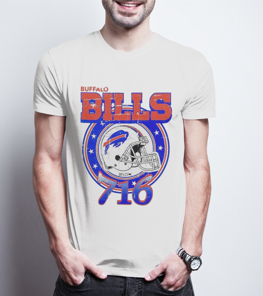 Buffalo Bills Bflo 716 Day Celebration Helmet Stars T-Shirt