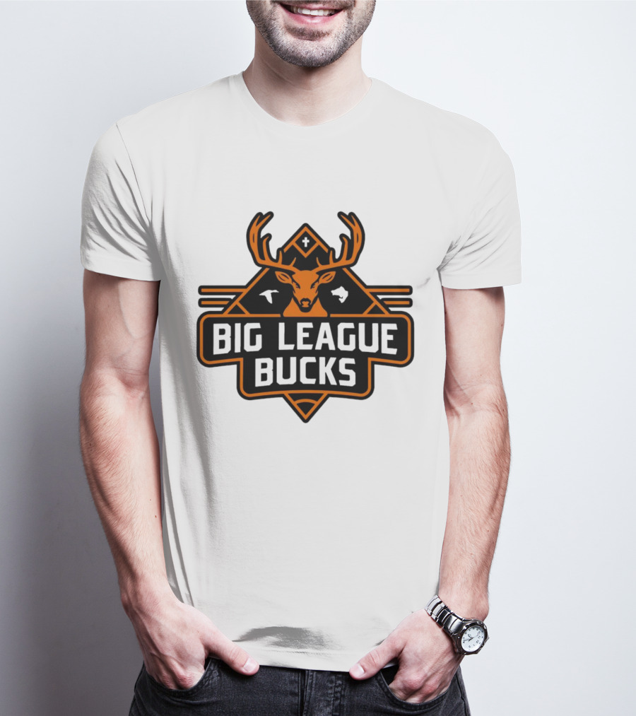 Big League Bucks Deer Antlers Hunting Badge Emblem T-Shirt