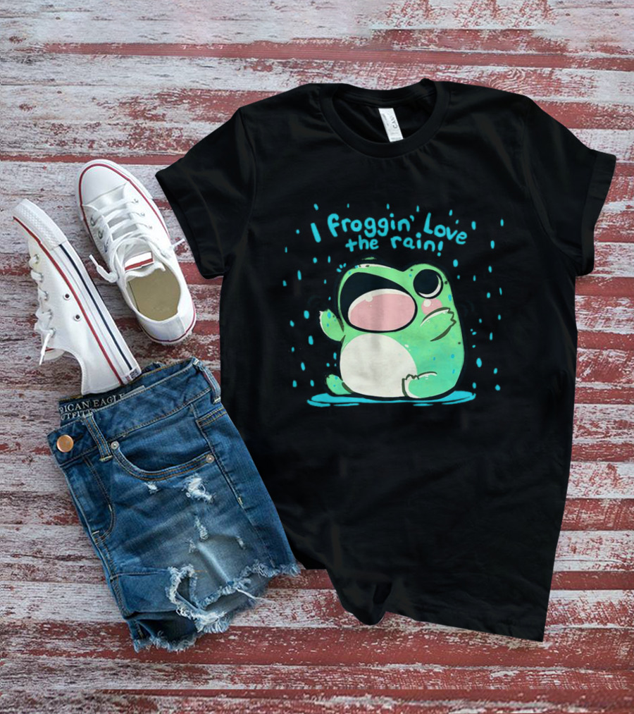 I Froggin' Love The Rain Cute Frog Rainy Day Fun T-Shirt