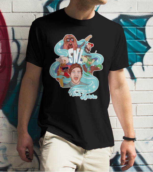 Saturday Nick Lutsko SNL Characters And Music Elements T-Shirt