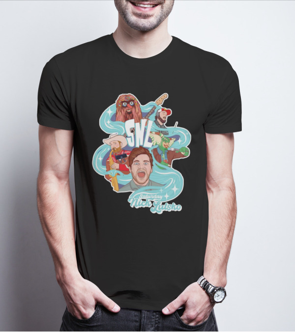 Saturday Nick Lutsko SNL Characters And Music Elements T-Shirt