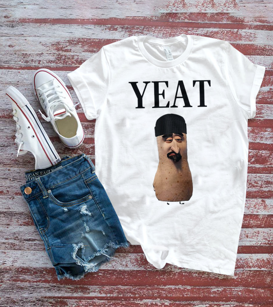 Yeat Luh Geeky Burrito Character With Beanie And Mustache T-Shirt