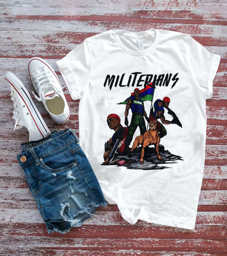 Beautiful And Brutal Militerians With Warrior Dog And Flag Display T-Shirt