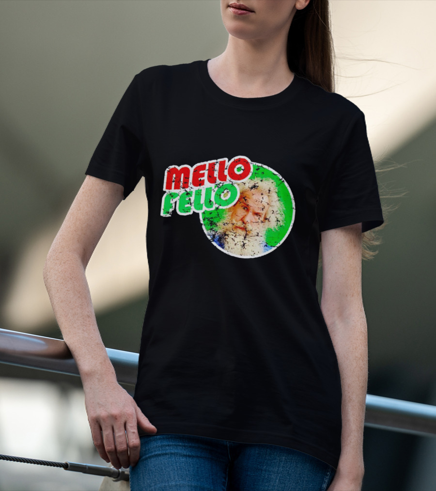 Mello Fello Vintage Distressed Green Red Circle With Bearded Man T-Shirt
