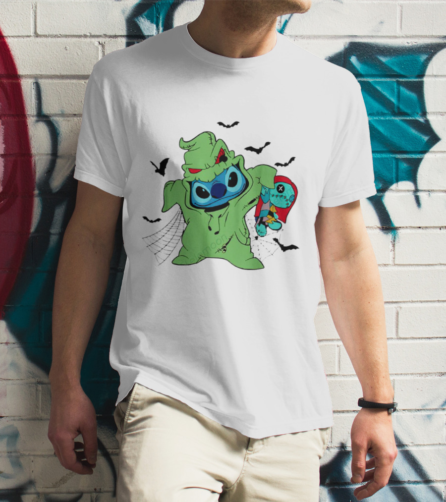 Oogie Boogie Bash Stitch Halloween Horror With Bats And Doll T-Shirt