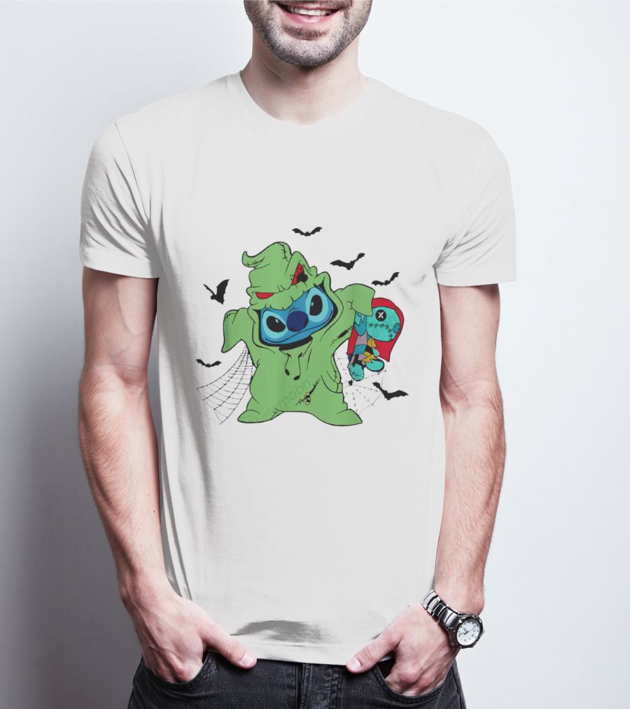 Oogie Boogie Bash Stitch Halloween Horror With Bats And Doll T-Shirt