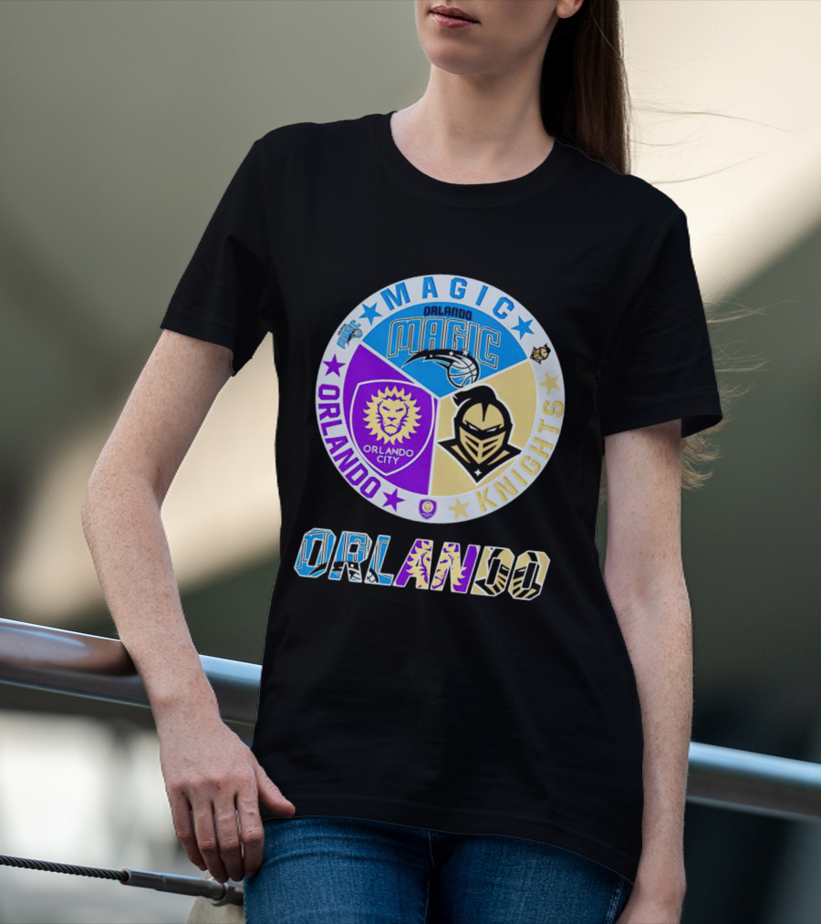 Orlando Magic Orlando City UCF Knights Stars Badge T-Shirt