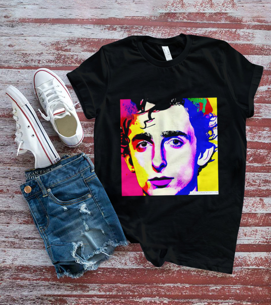 Timothee Chalamet Pop Art Portrait Multicolored Andy Warhol T-Shirt