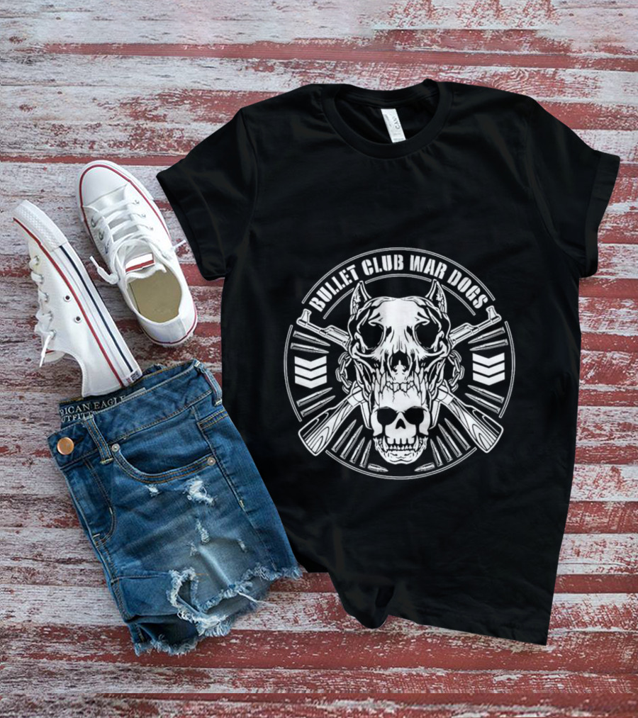 Bullet Club War Dogs Skull And Crossed Guns Emblem T-Shirt