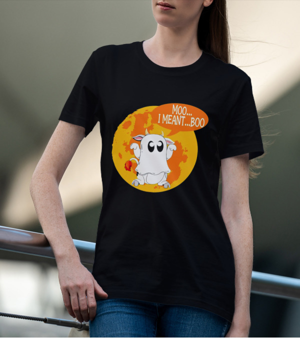 Moo I Meant Boo Ghost Cow Halloween Costume T-Shirt