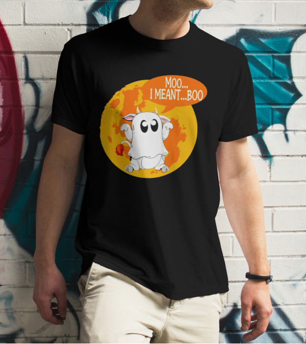 Moo I Meant Boo Ghost Cow Halloween Costume T-Shirt