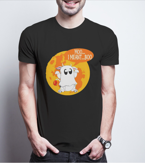 Moo I Meant Boo Ghost Cow Halloween Costume T-Shirt