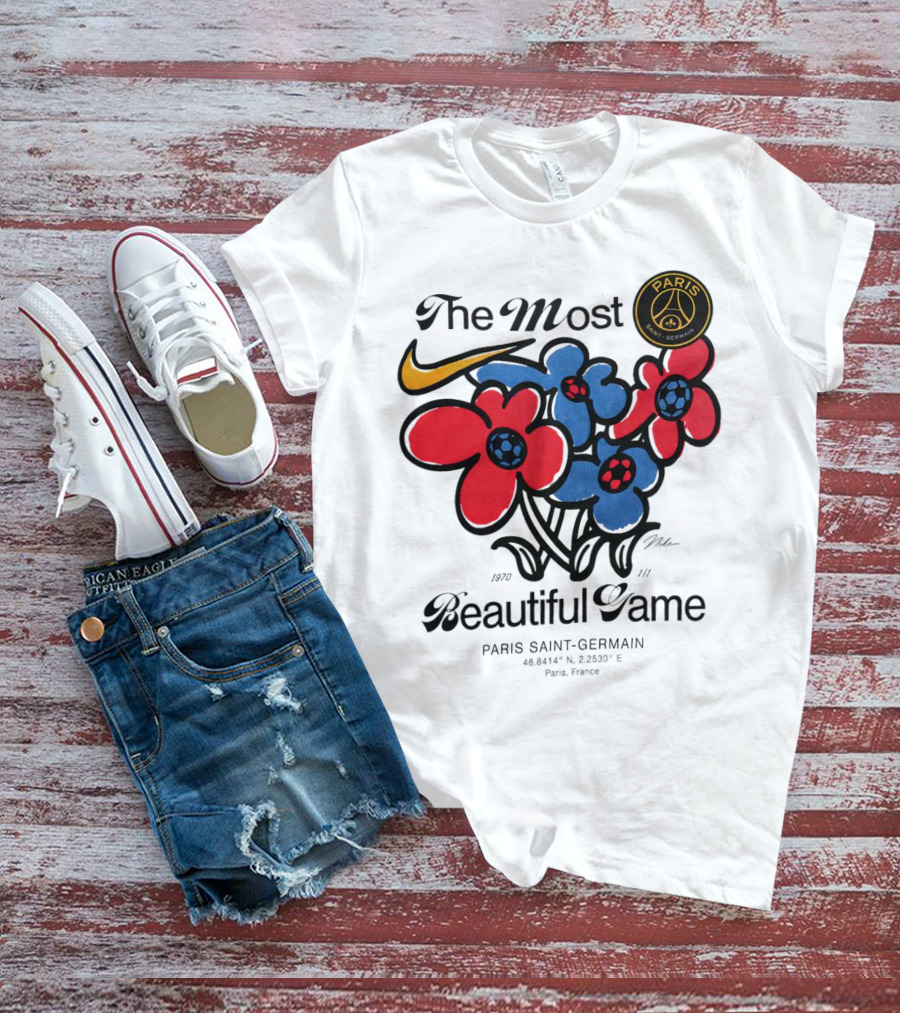 The Most Beautiful Game Paris Saint-Germain Logo And Floral T-Shirt