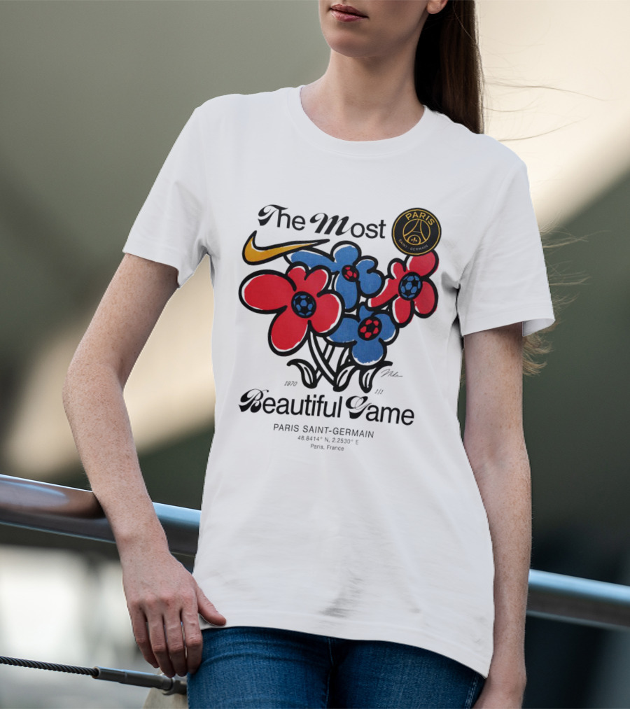 The Most Beautiful Game Paris Saint-Germain Logo And Floral T-Shirt