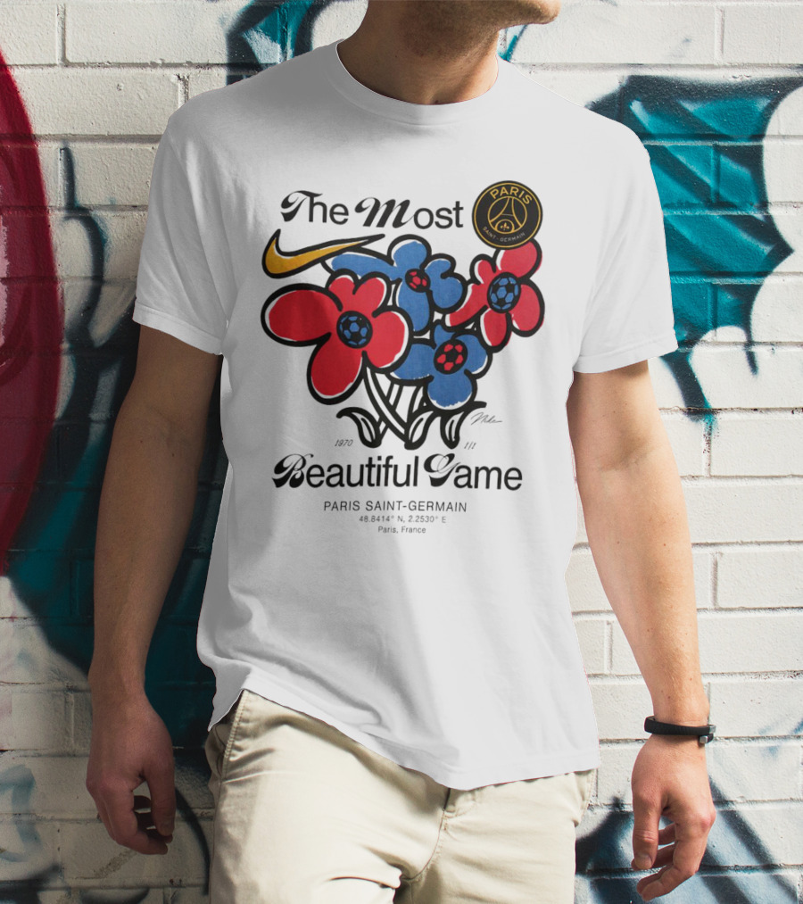 The Most Beautiful Game Paris Saint-Germain Logo And Floral T-Shirt