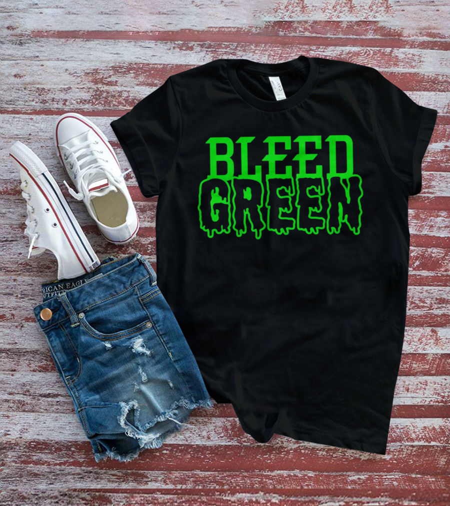 Bleed Green Dripping Neon Text T-Shirt