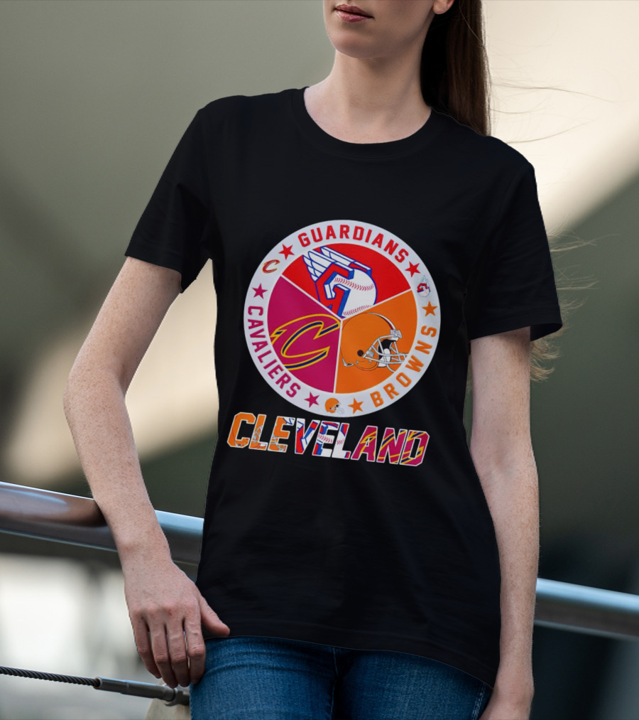 Cleveland Guardians Cavaliers Browns Logo Circle T-Shirt