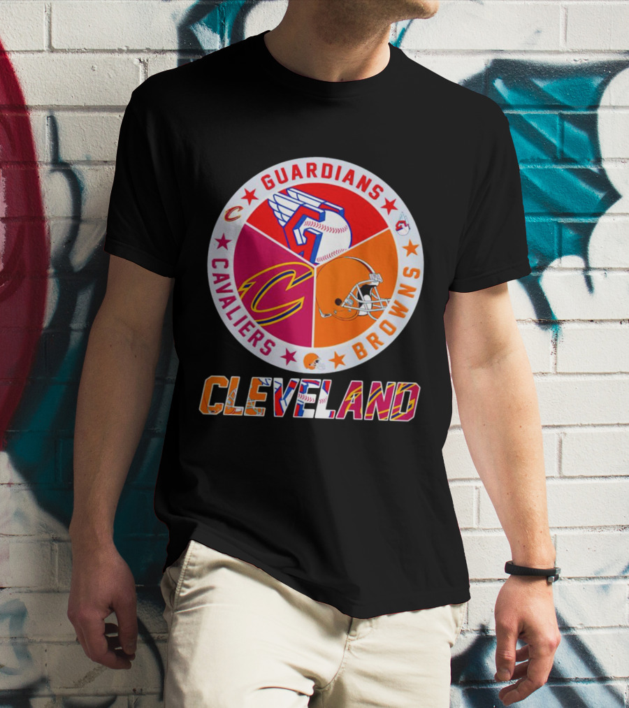 Cleveland Guardians Cavaliers Browns Logo Circle T-Shirt