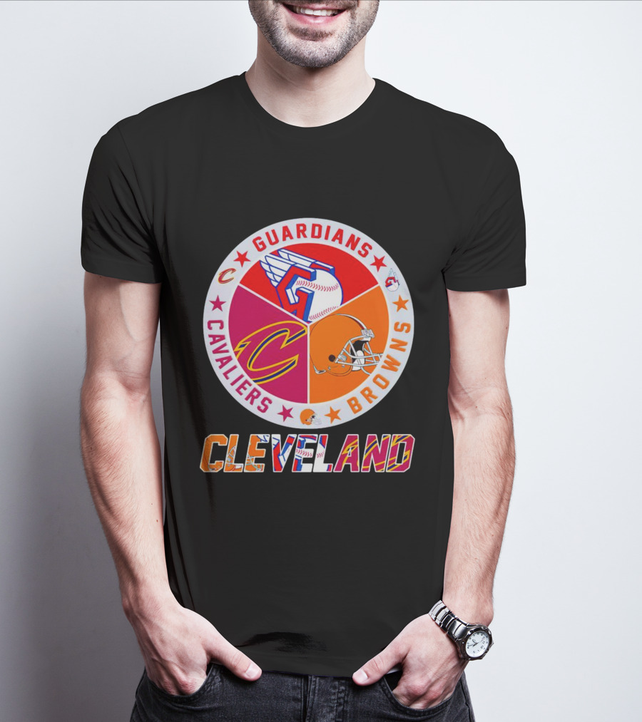 Cleveland Guardians Cavaliers Browns Logo Circle T-Shirt