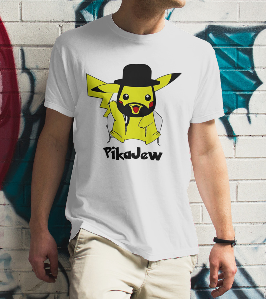 PikaJew Pikachu Hasidic Jewish Fusion Character With Yarmulke And Payot T-Shirt