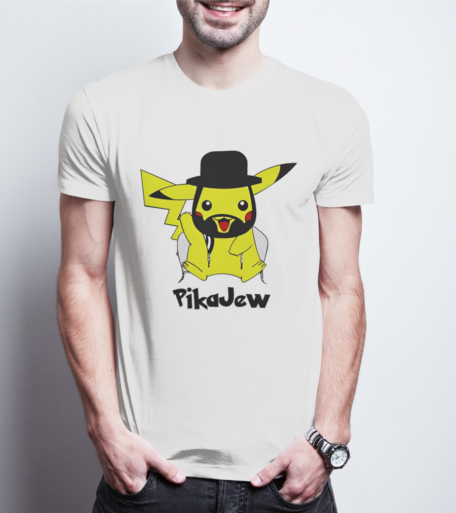 PikaJew Pikachu Hasidic Jewish Fusion Character With Yarmulke And Payot T-Shirt