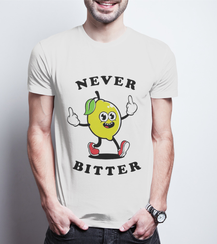 Lemon Never Bitter Playful Character With Upraised Hands T-Shirt