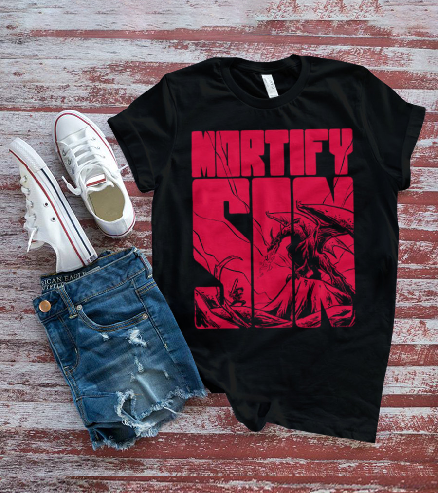 MORTIFY SIN Dark Battle With Fiery Behemoth T-Shirt