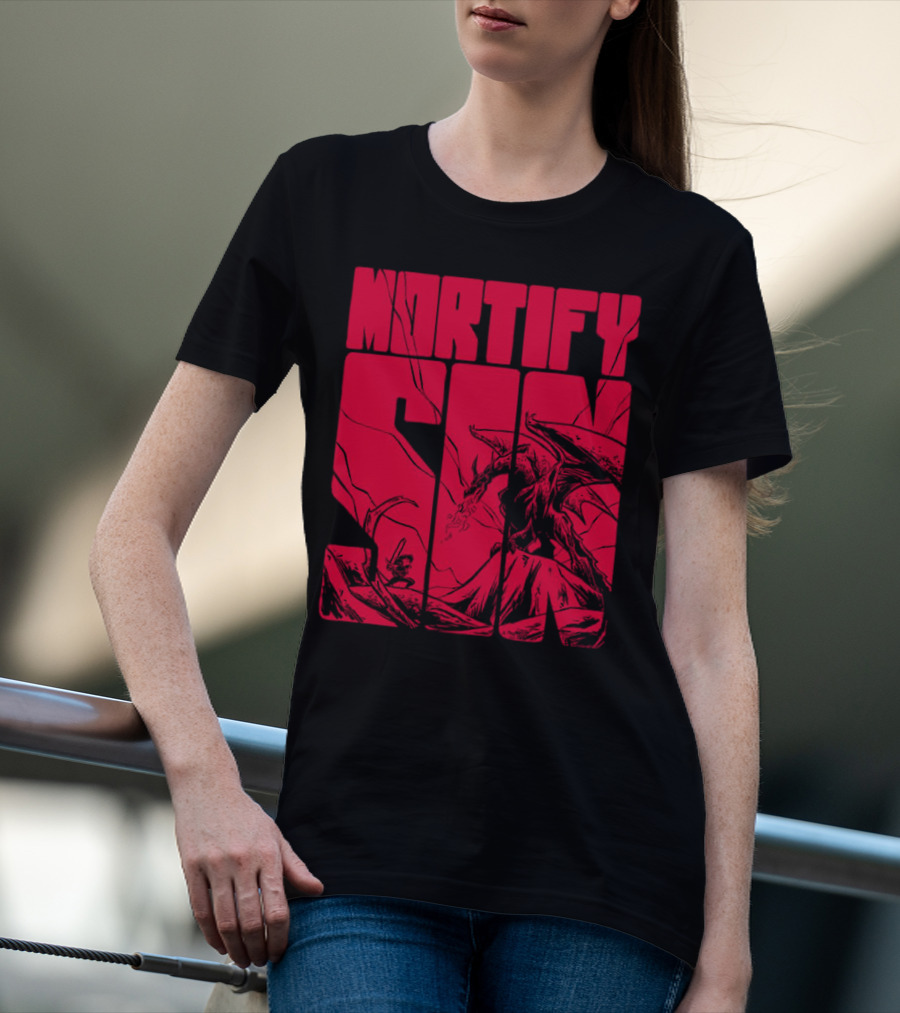 MORTIFY SIN Dark Battle With Fiery Behemoth T-Shirt