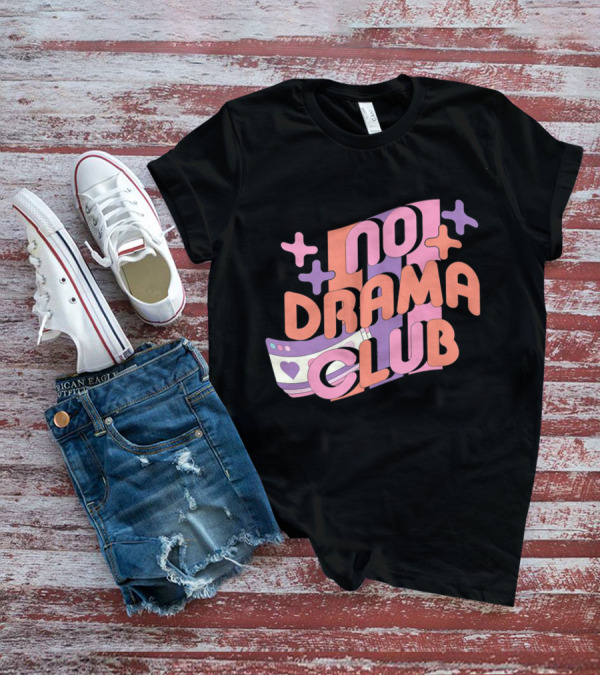 No Drama Club Cute Cartoon Heart Stripes And Shapes T-Shirt