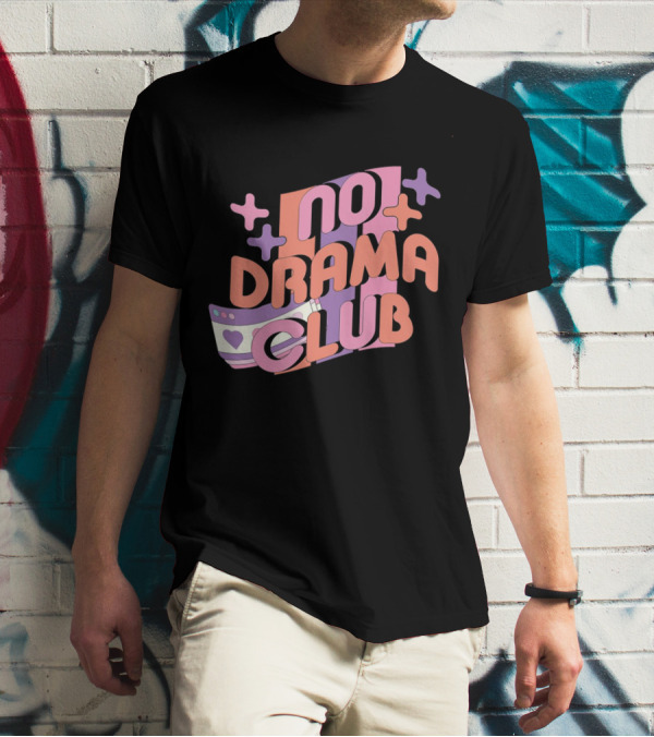 No Drama Club Cute Cartoon Heart Stripes And Shapes T-Shirt