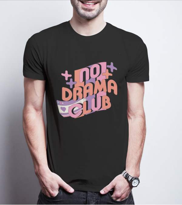 No Drama Club Cute Cartoon Heart Stripes And Shapes T-Shirt