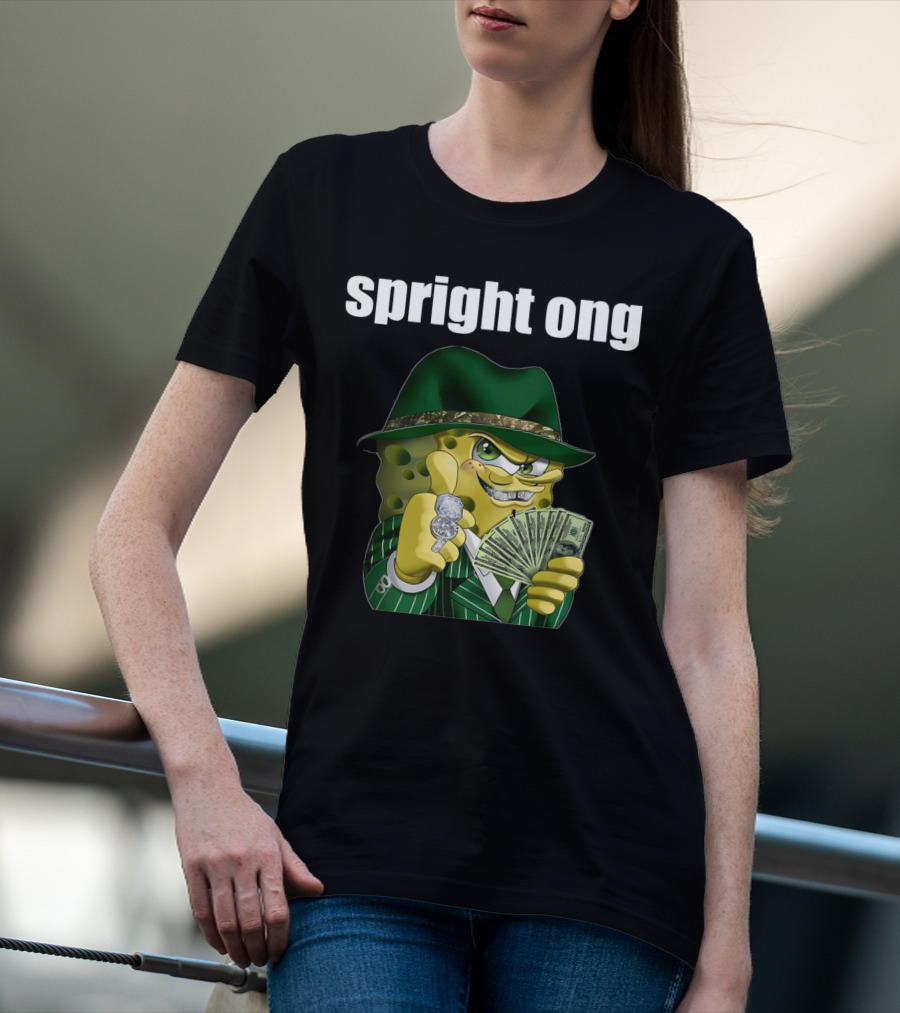 Spright Ong Money Spongebob In Green Suit With Cash T-Shirt