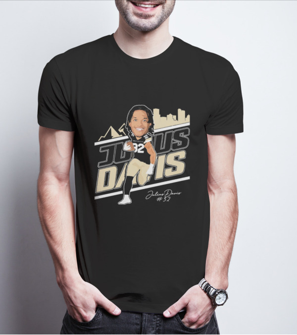 Julius Davis 32 Montana State Bobcats Football Player Skyline Signature T-Shirt