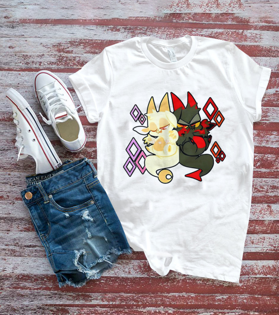 Chikn Nuggit Fwench Fwy Diamond Pattern Characters T-Shirt