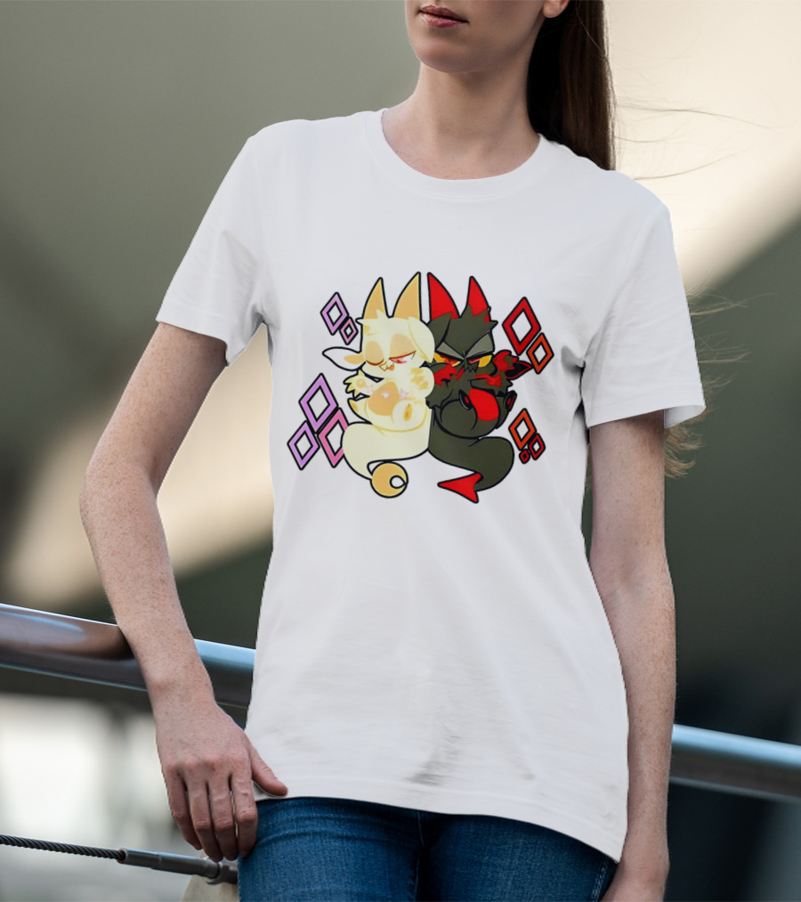 Chikn Nuggit Fwench Fwy Diamond Pattern Characters T-Shirt