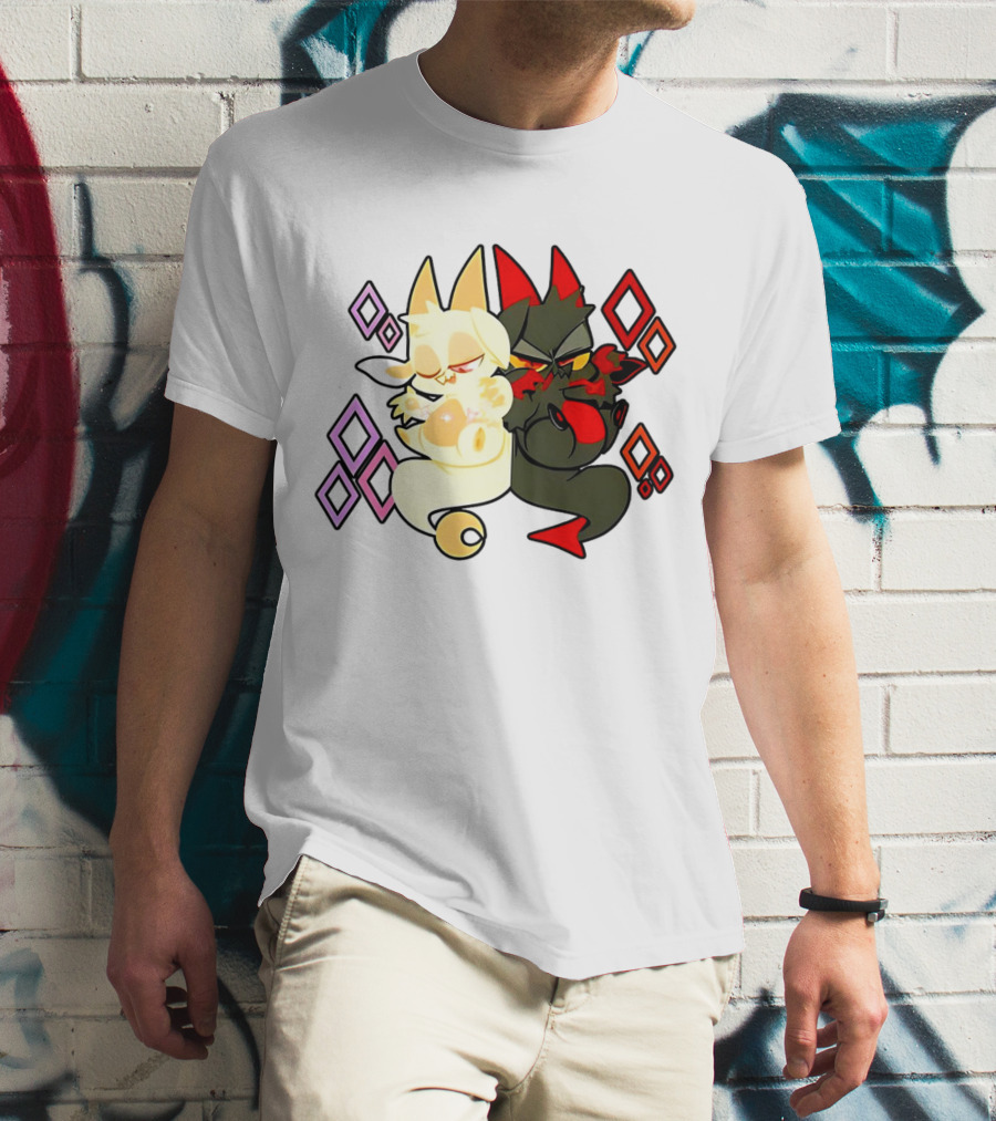 Chikn Nuggit Fwench Fwy Diamond Pattern Characters T-Shirt