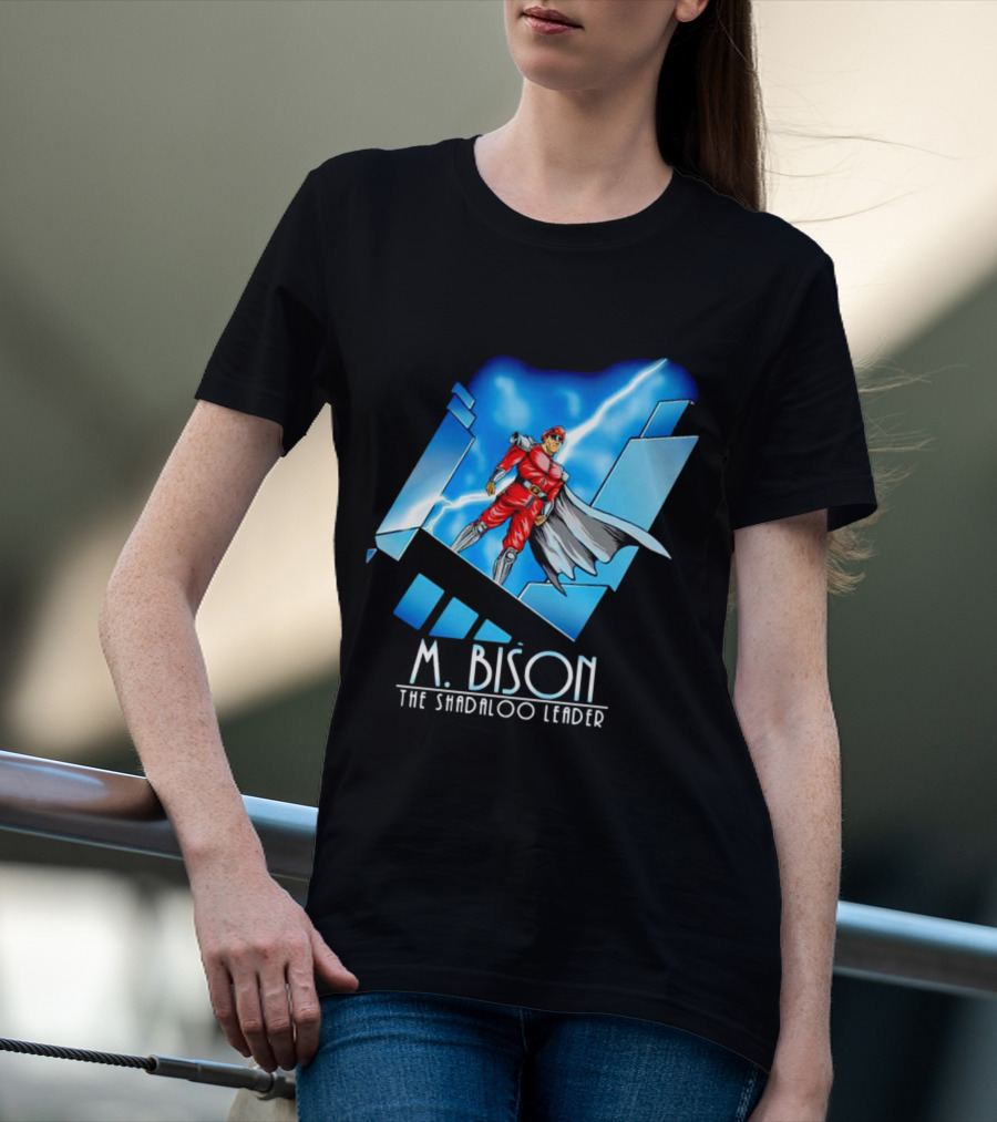 M. Bison The Shadaloo Leader Character With Lightning And Cityscape T-Shirt