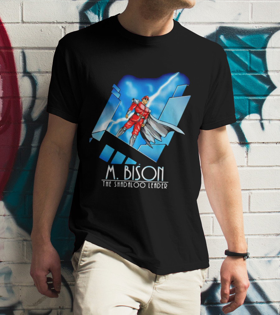 M. Bison The Shadaloo Leader Character With Lightning And Cityscape T-Shirt