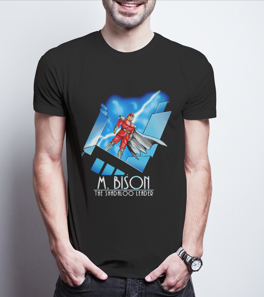 M. Bison The Shadaloo Leader Character With Lightning And Cityscape T-Shirt