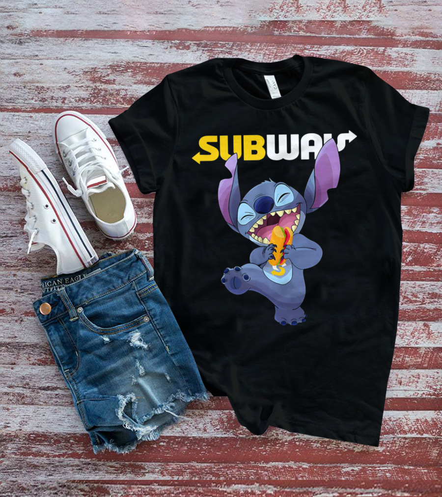 SUBWAY Stitch Eating Hotdog T-Shirt