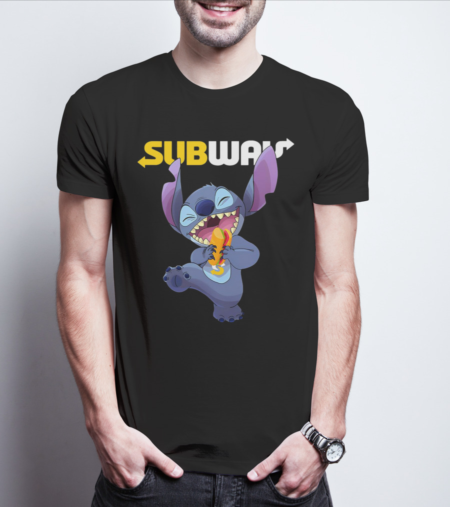 SUBWAY Stitch Eating Hotdog T-Shirt