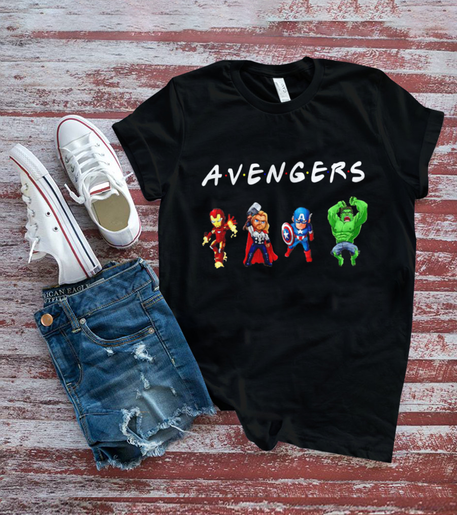 Avengers Iron Man Thor Captain America Hulk Chibi Characters T-Shirt