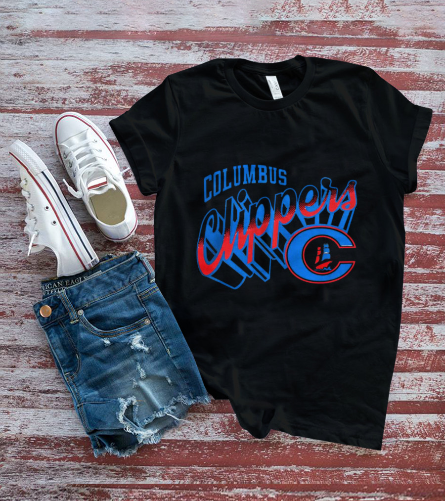 Columbus Clippers Where I’m From Ash 3D Sailboat Logo Navy Blue Vintage Sports Team T-Shirt