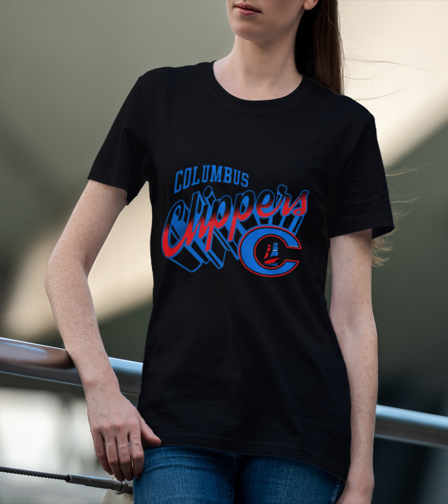 Columbus Clippers Where I’m From Ash 3D Sailboat Logo Navy Blue Vintage Sports Team T-Shirt
