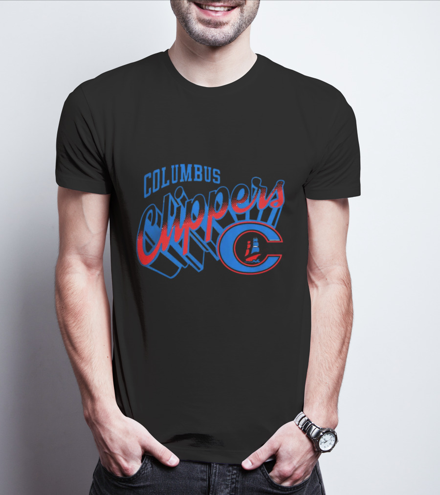 Columbus Clippers Where I’m From Ash 3D Sailboat Logo Navy Blue Vintage Sports Team T-Shirt