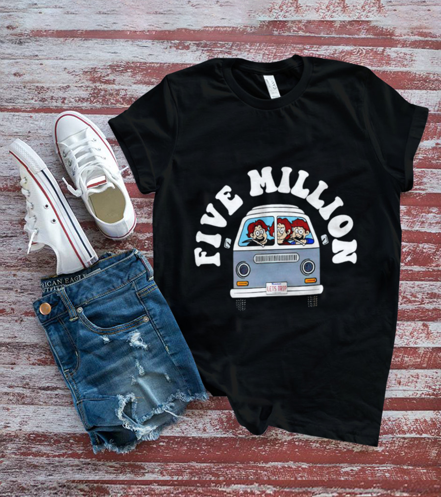Five Million Let's Trip Cartoon Van Journey T-Shirt