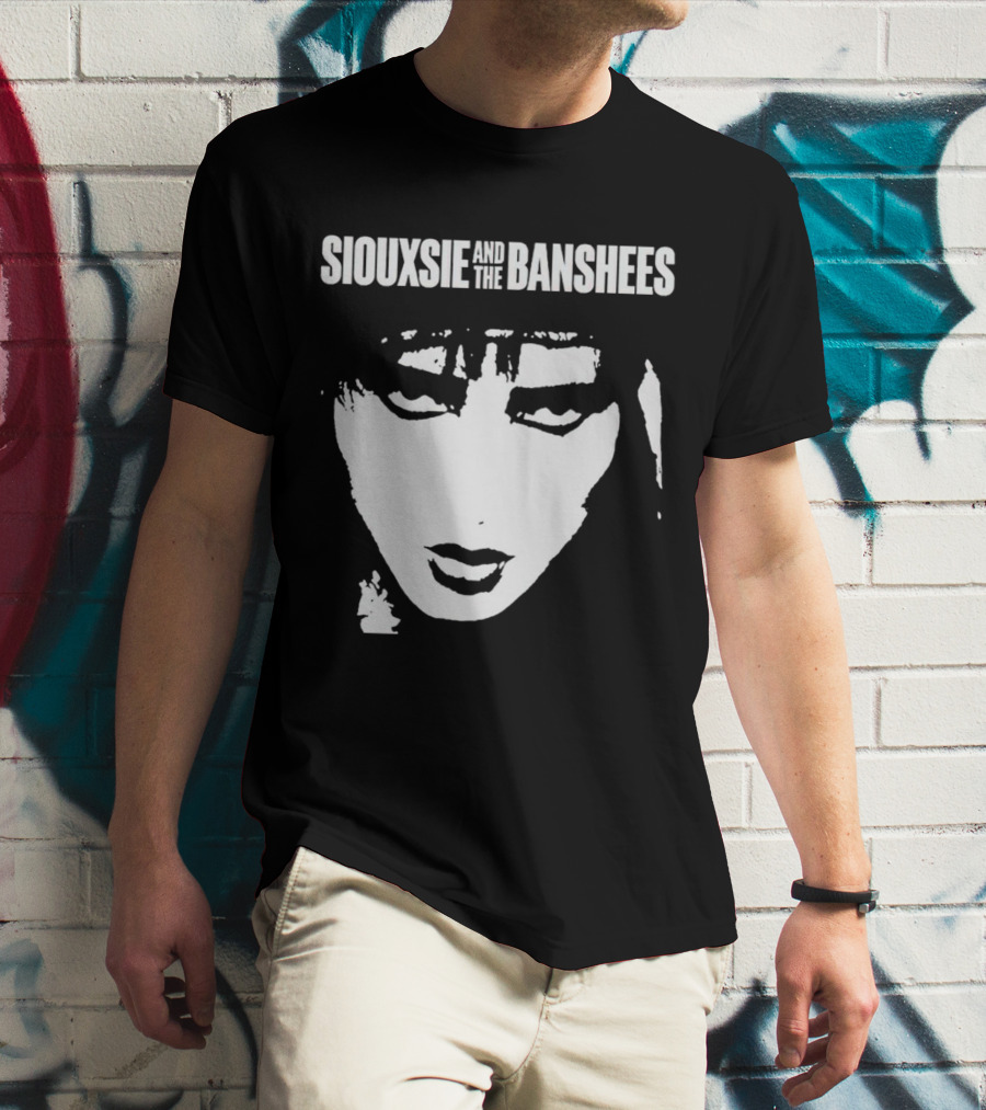Siouxsie And The Banshees Bold Black And White Stylized Face T-Shirt