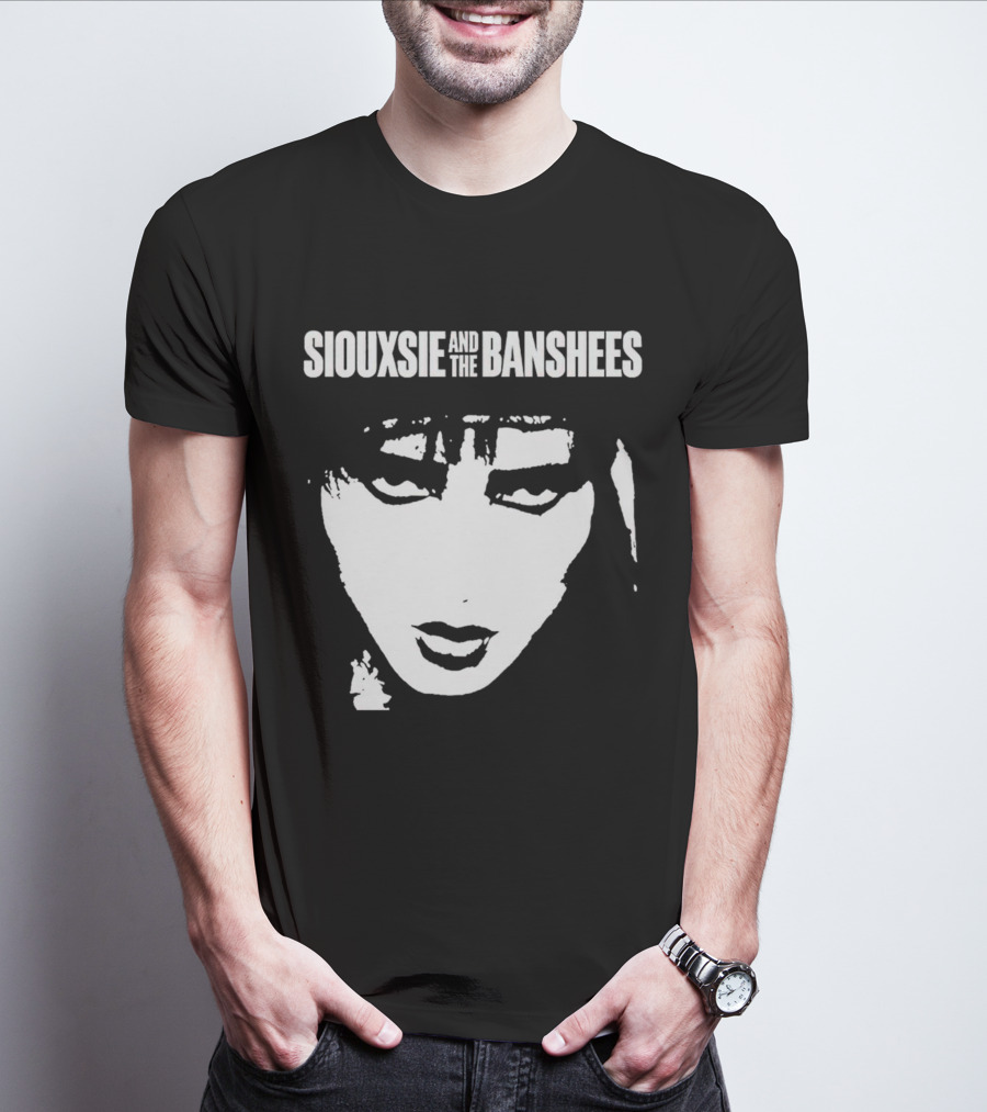 Siouxsie And The Banshees Bold Black And White Stylized Face T-Shirt