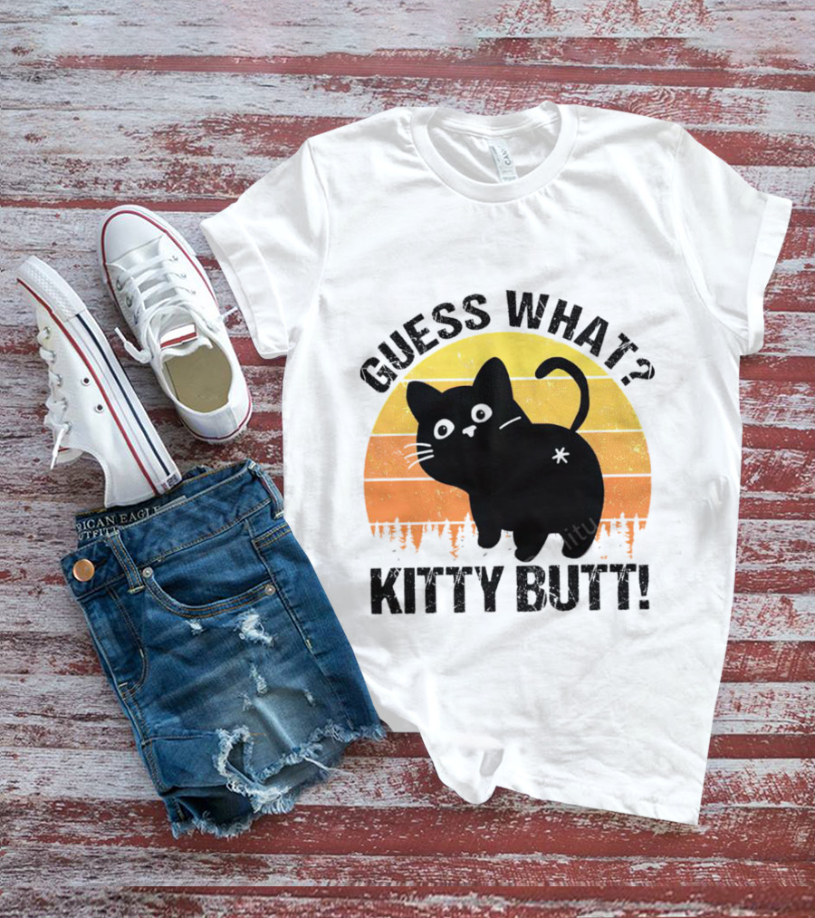Guess What Kitty Butt Retro Sunset Forest T-Shirt